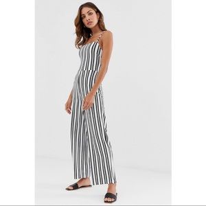 Stradivarius Bow Jumpsuit in Stripe